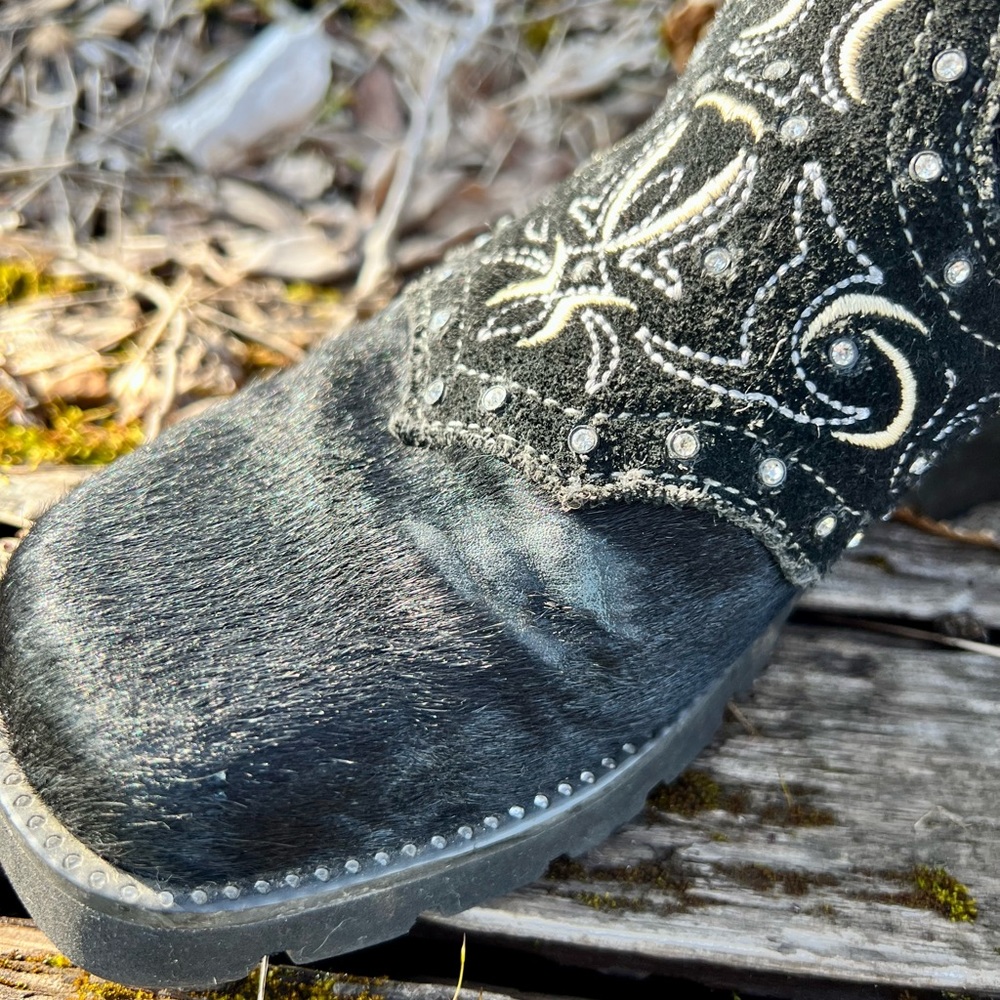 ✨Sold✨Justin Pull-On Fashion Boots w/Hair-on Hide and Rhinestones - Picture 5 of 9